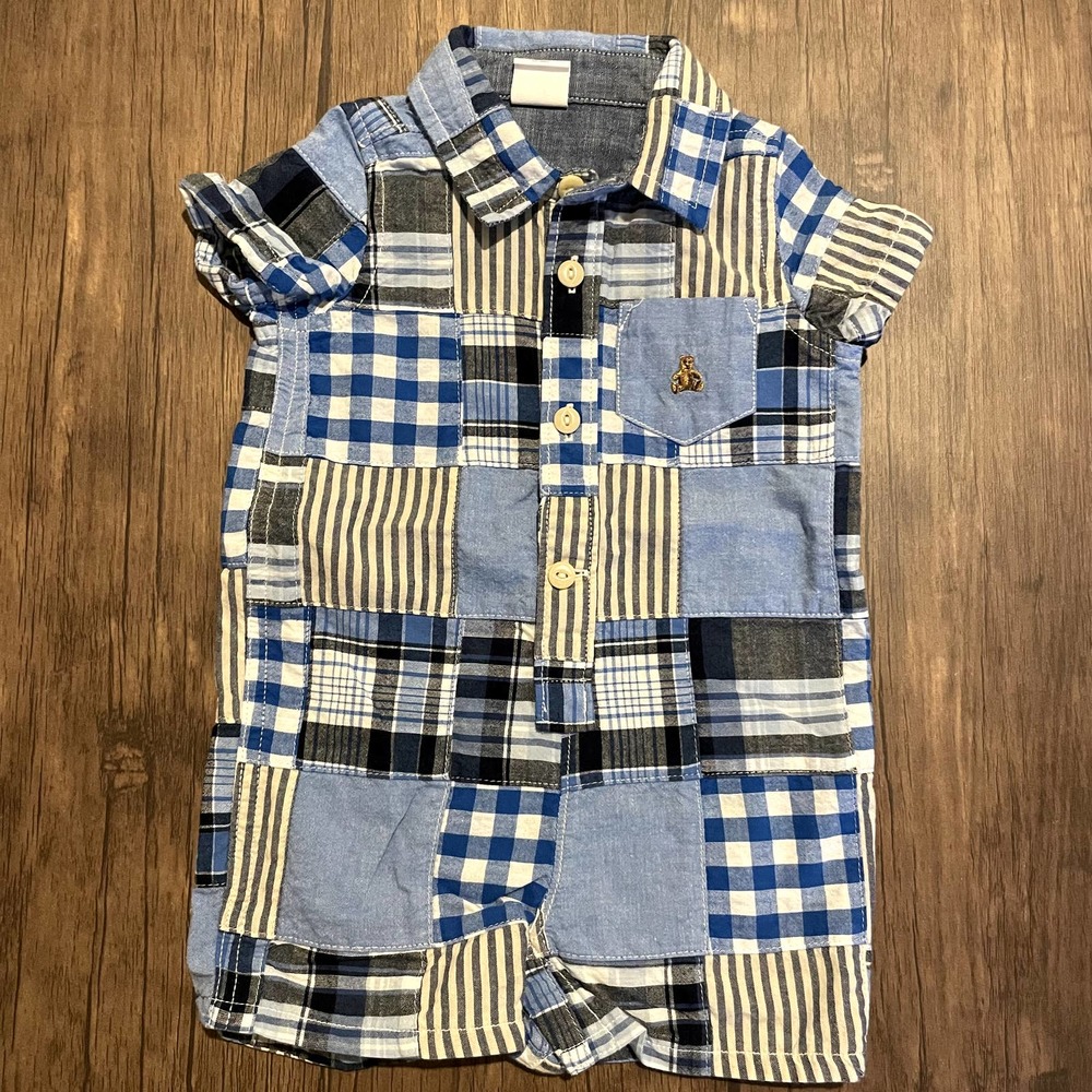 baby GAP Patchwork Shorts Romper | EUC 3-6M